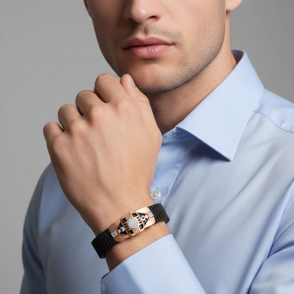 Geometric Multi-Stone Diamond Men’s Bracelet